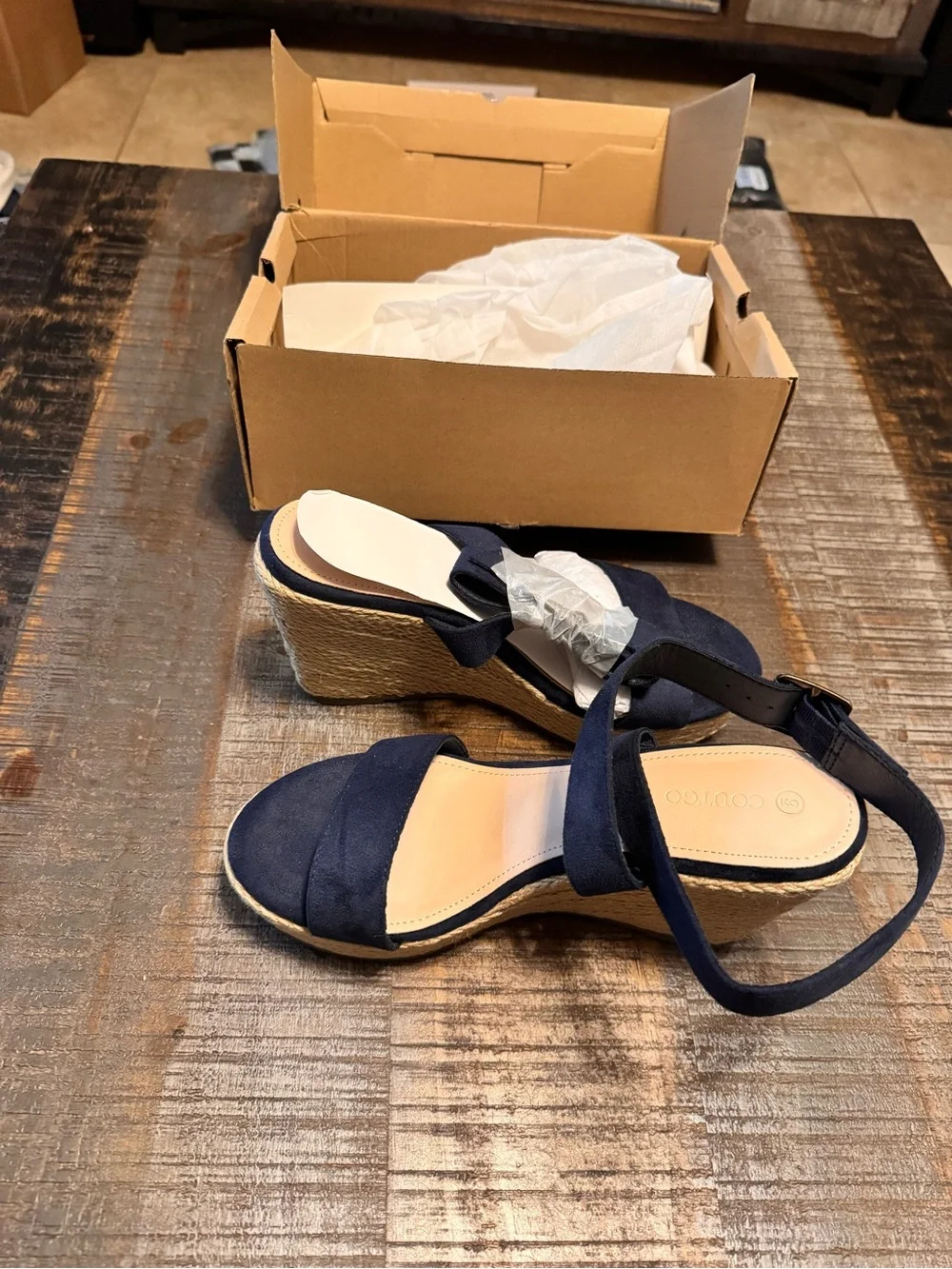 NWT Coutgo Women's Espadrille Wedge Platform Sandals Open Toe Ankle Buckle Strap